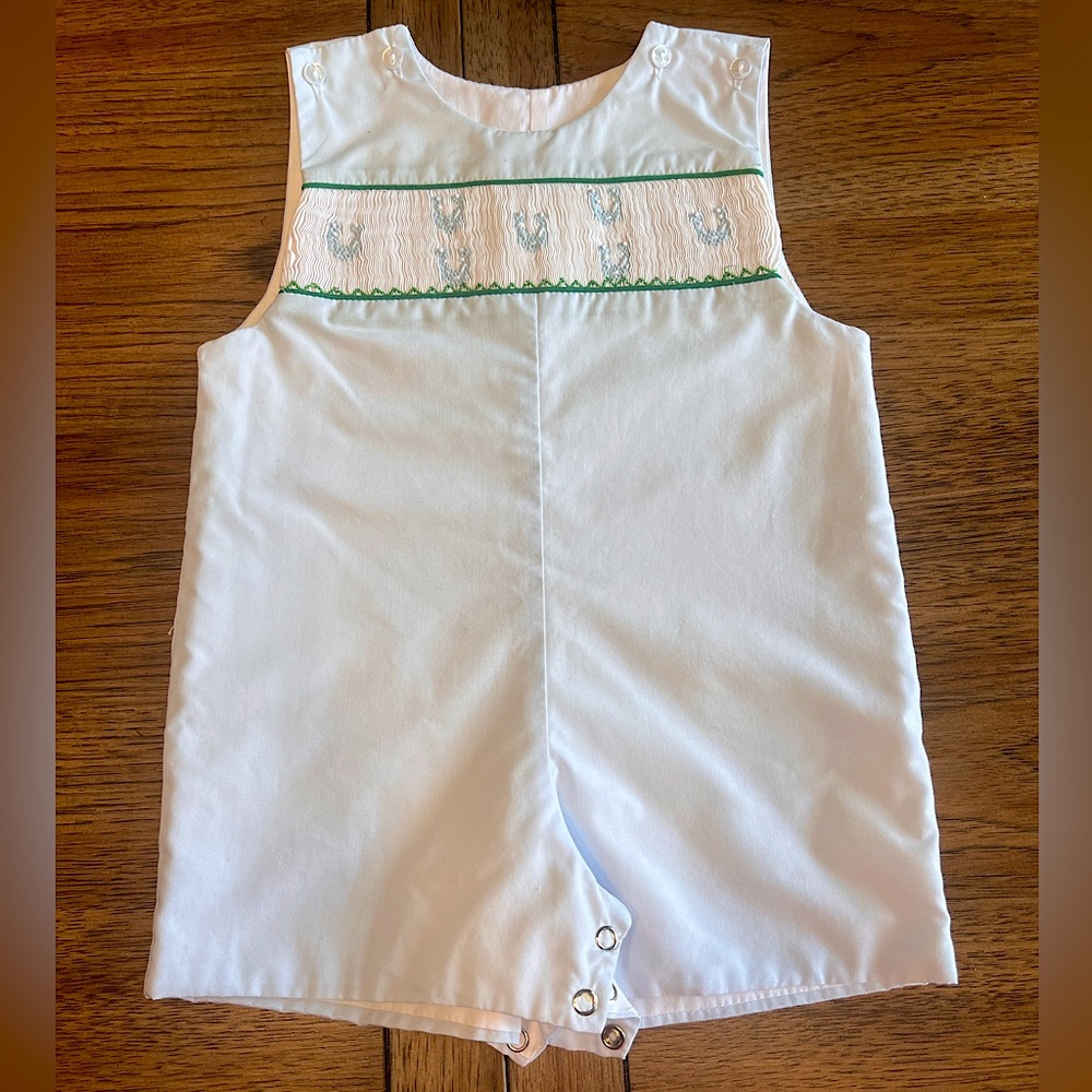 Cecelia Wells Toddler Boy Smocked Horseshoe’s Shortall 18M
